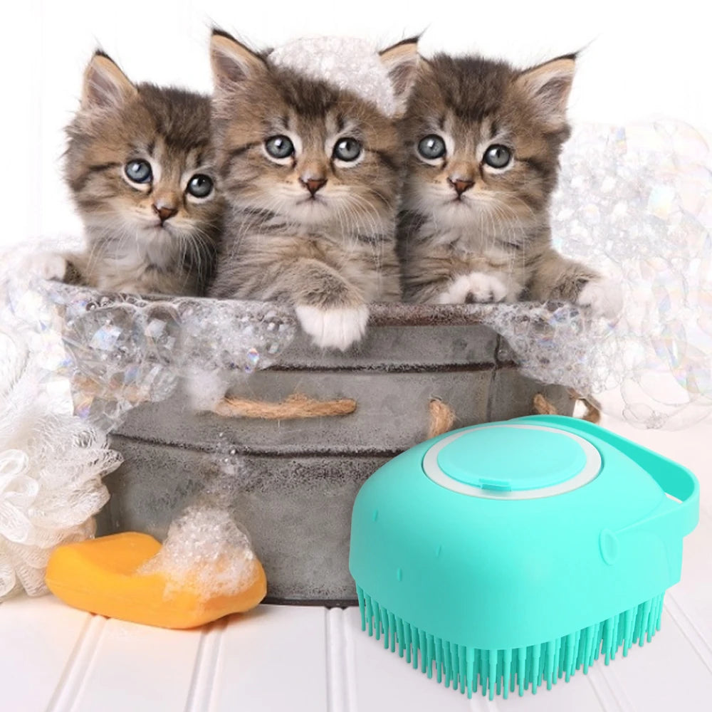 Silicone Pet Dog Shampoo Brush Bathing Glove Cat Massage Shower Soft Hair Scrub Ball Paw Cleaner Wash Supplies